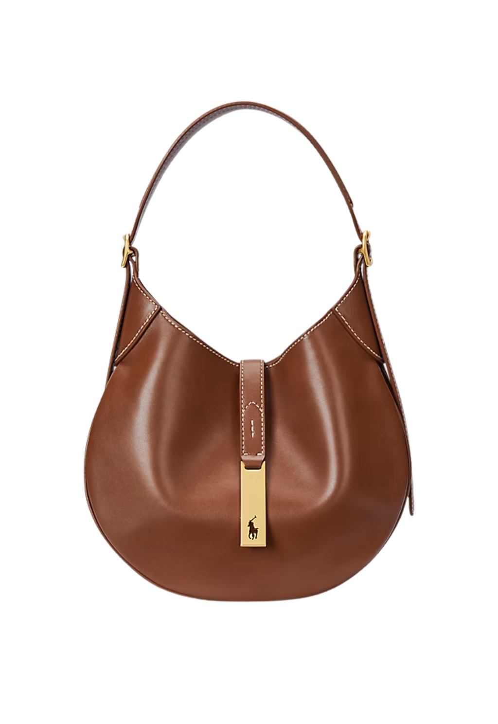 RALPH LAUREN WOMEN Polo ID Leather Small Shoulder Bag Cuoio