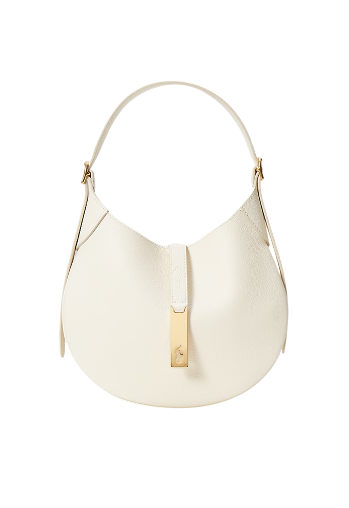 RALPH LAUREN WOMEN Polo ID Leather Small Shoulder Bag Ivory