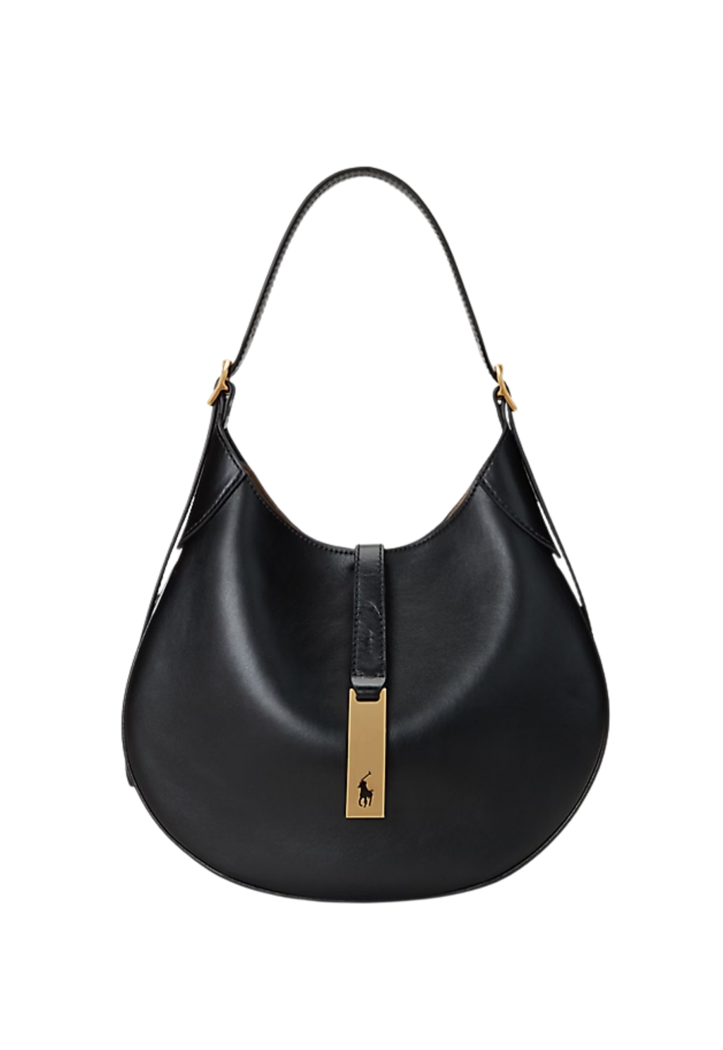 RALPH LAUREN WOMEN Polo ID Leather Small Shoulder Bag Black