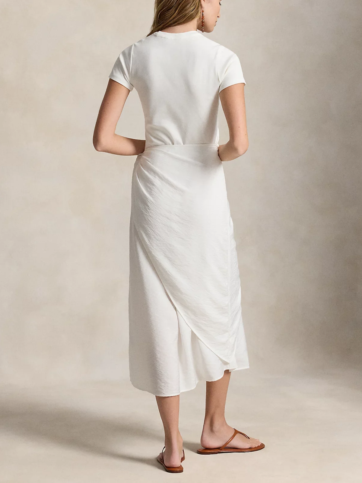 RALPH LAUREN WOMEN Faux-Wrap Tee Dress White