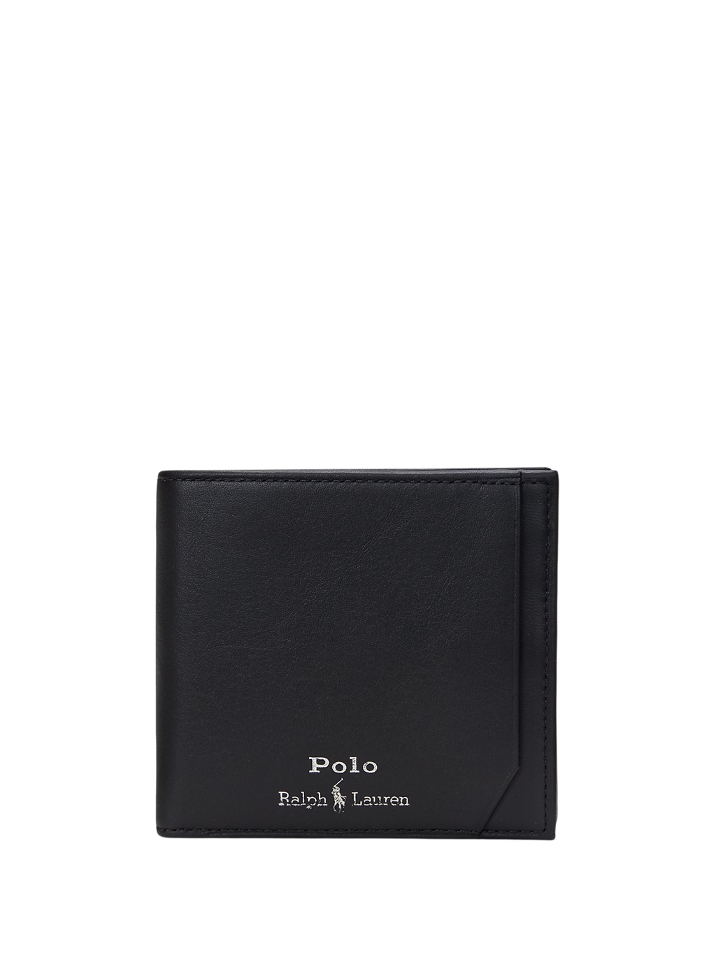 RALPH LAUREN Smooth Leather Billfold Coin Wallet Black