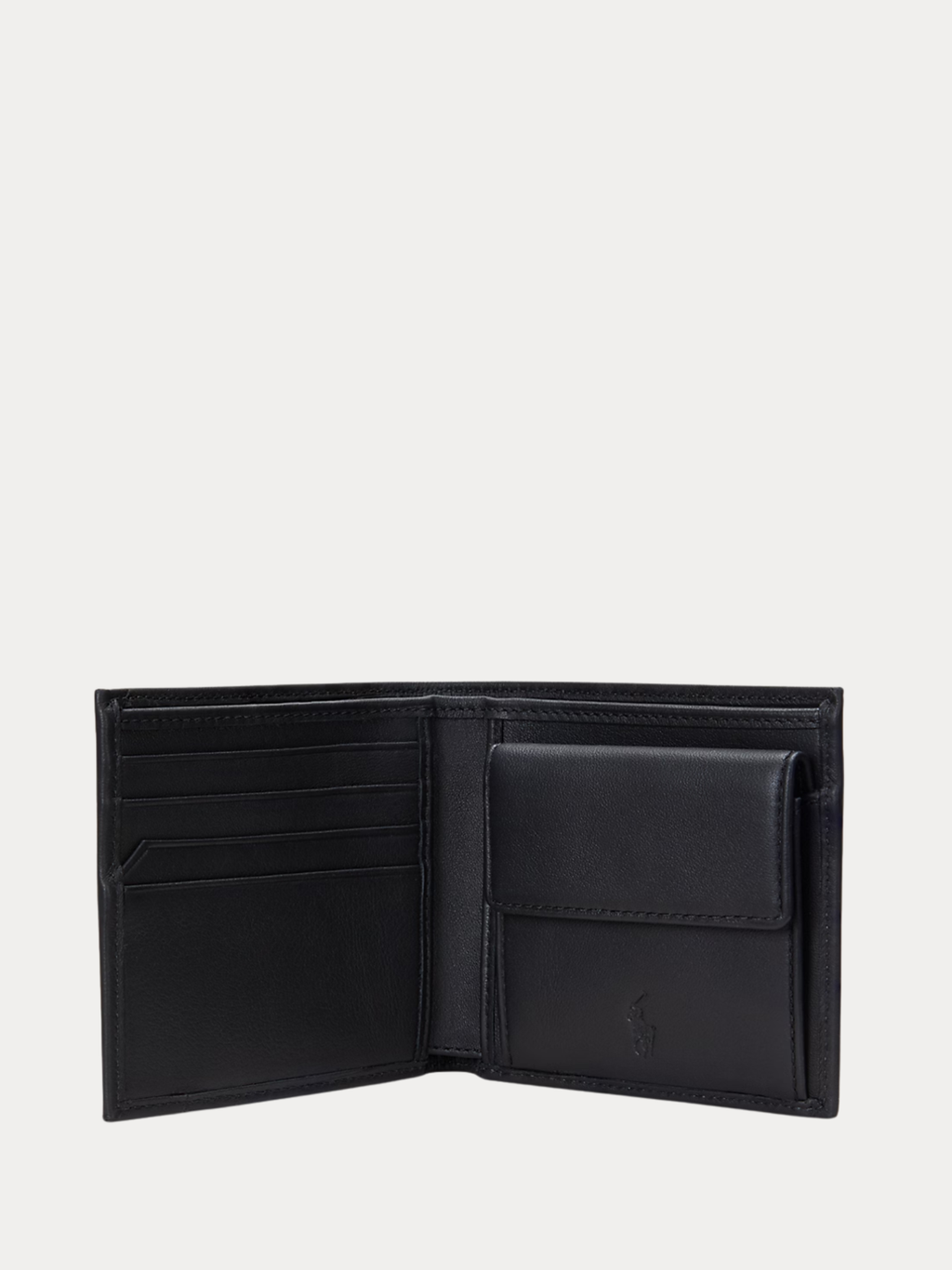 RALPH LAUREN Smooth Leather Billfold Coin Wallet Black