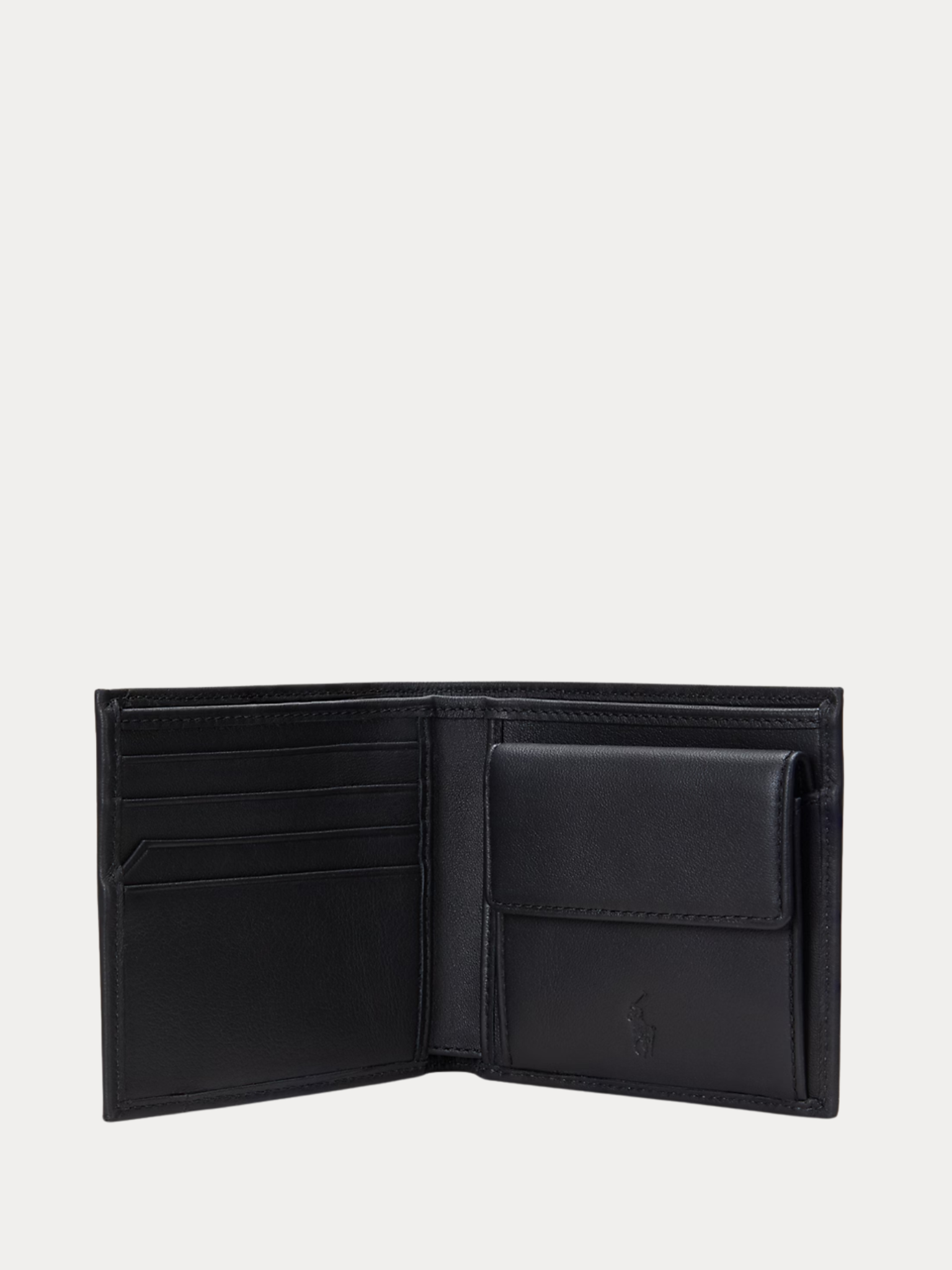 RALPH LAUREN Smooth Leather Billfold Coin Wallet Black