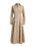 RALPH LAUREN WOMEN Striped Cotton Panelled Shirtdress Tan