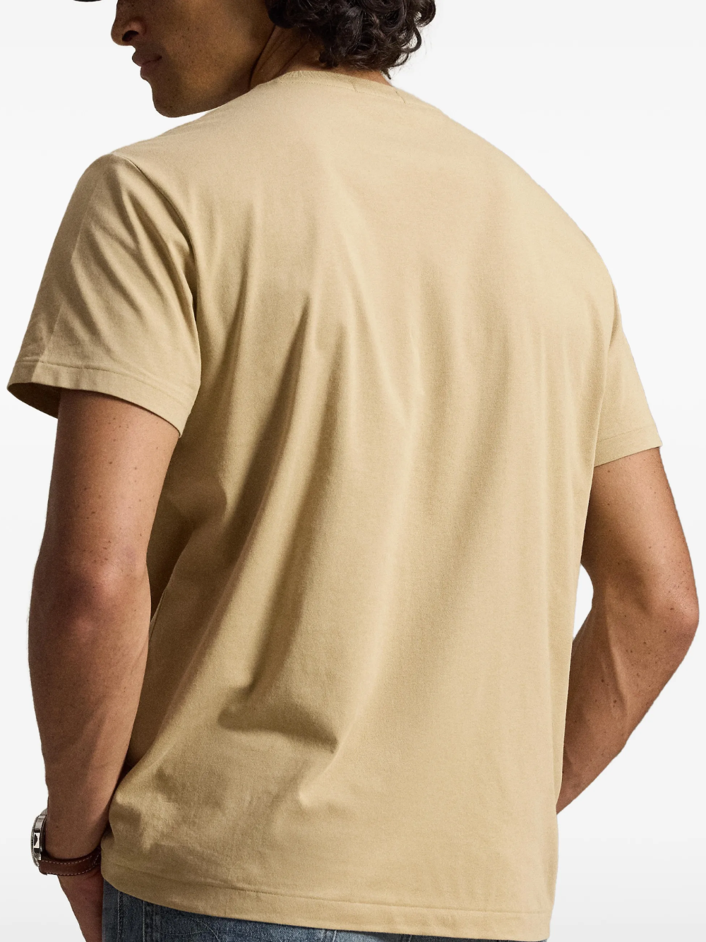 RALPH LAUREN Classic Fit Logo Knit Jersey T-Shirt Vintage Khaki