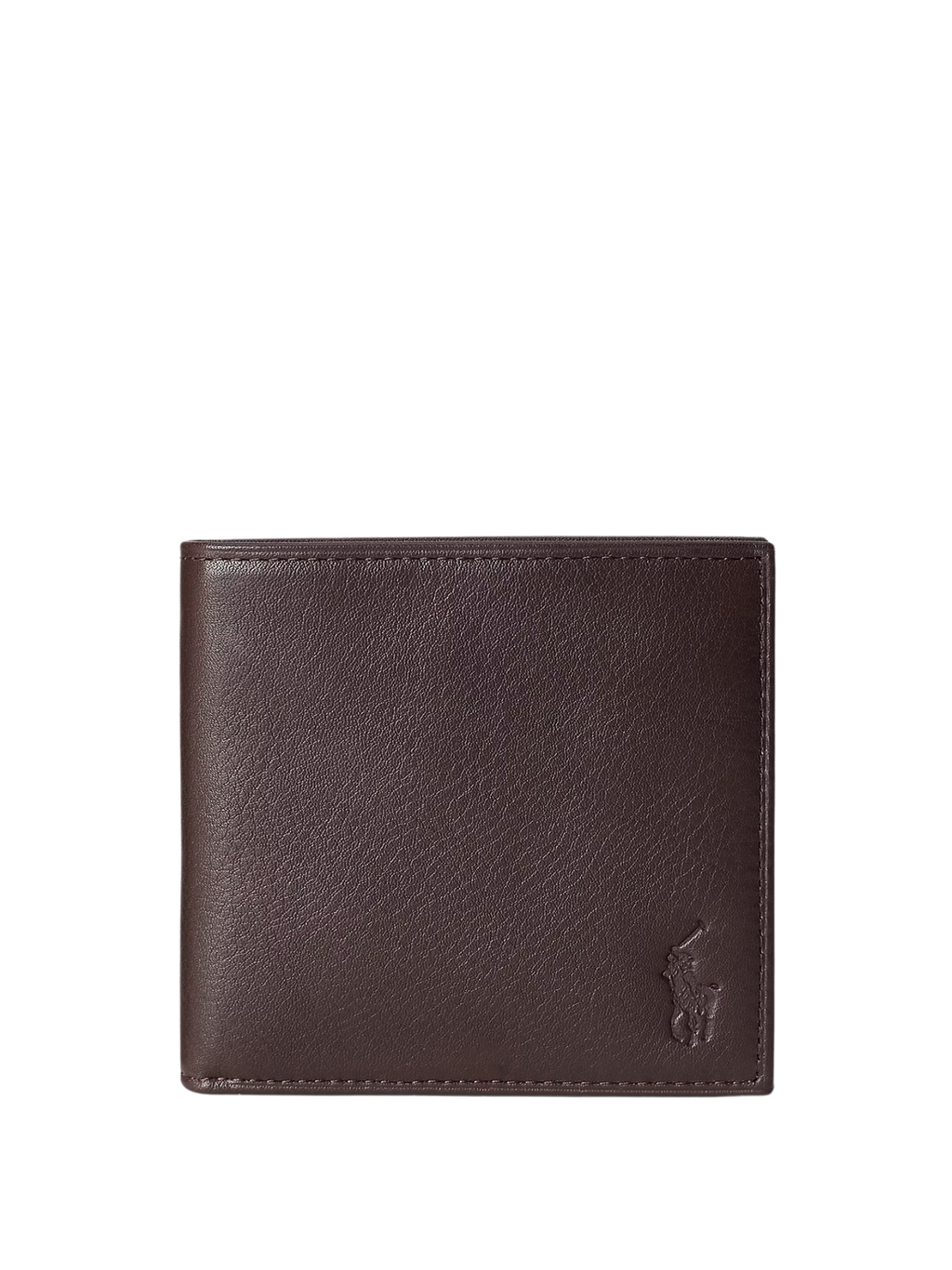 RALPH LAUREN Pebbled Leather Billfold Wallet Brown