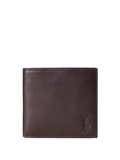 RALPH LAUREN Pebbled Leather Billfold Wallet Brown