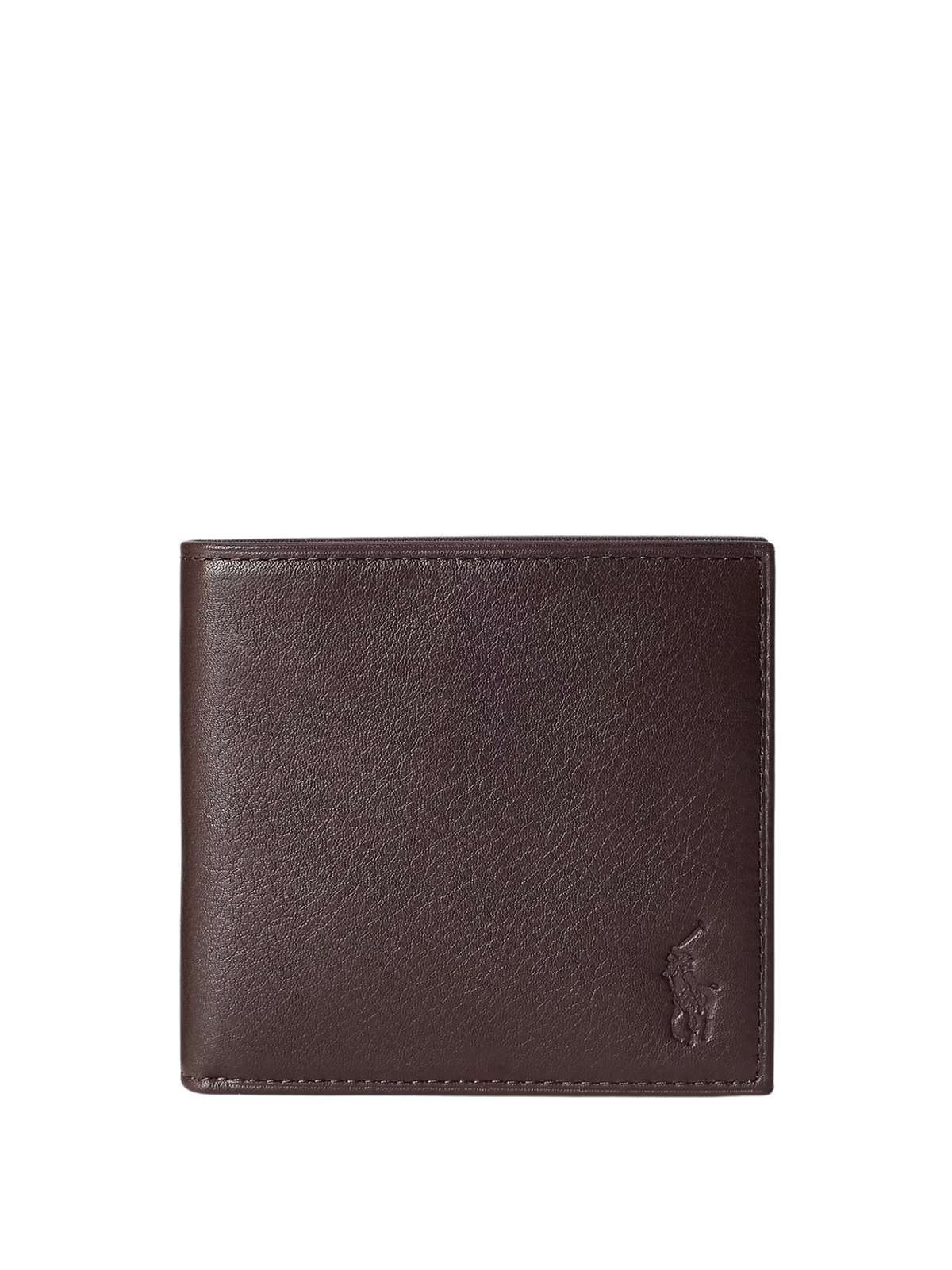 RALPH LAUREN Pebbled Leather Billfold Wallet Brown