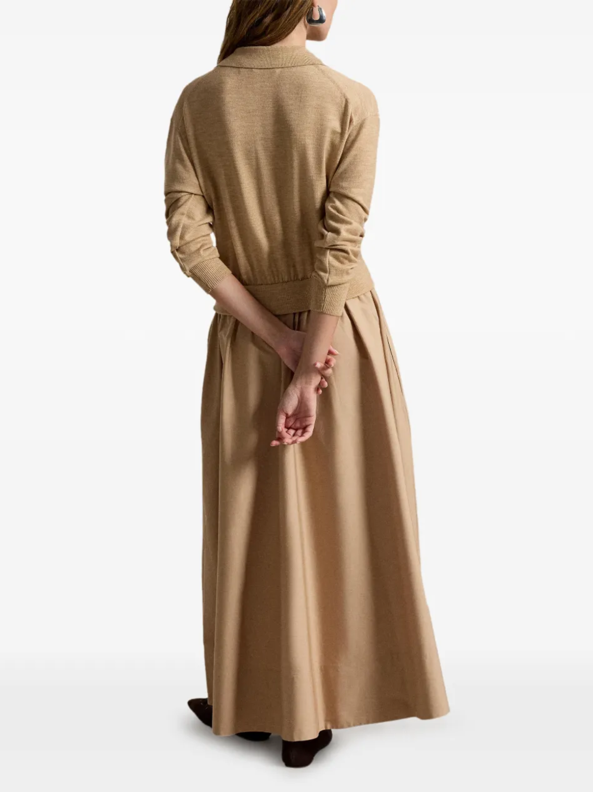 RALPH LAUREN WOMEN Hybrid Knit Polo-Bodice Dress Tan