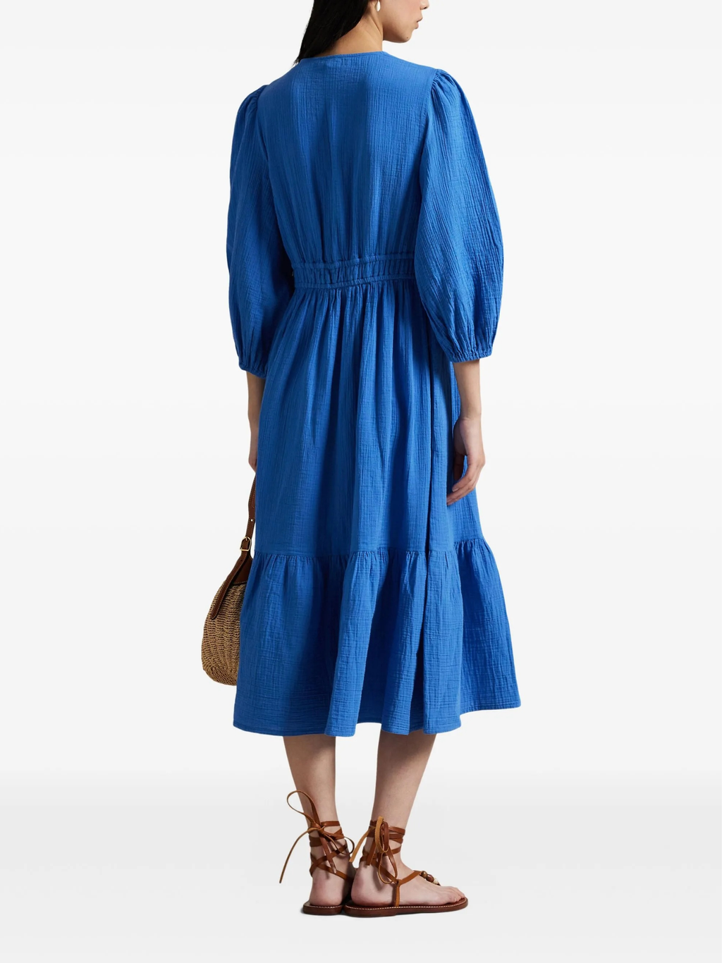 RALPH LAUREN WOMEN Cotton Long-sleeve Dress Retreat Blue