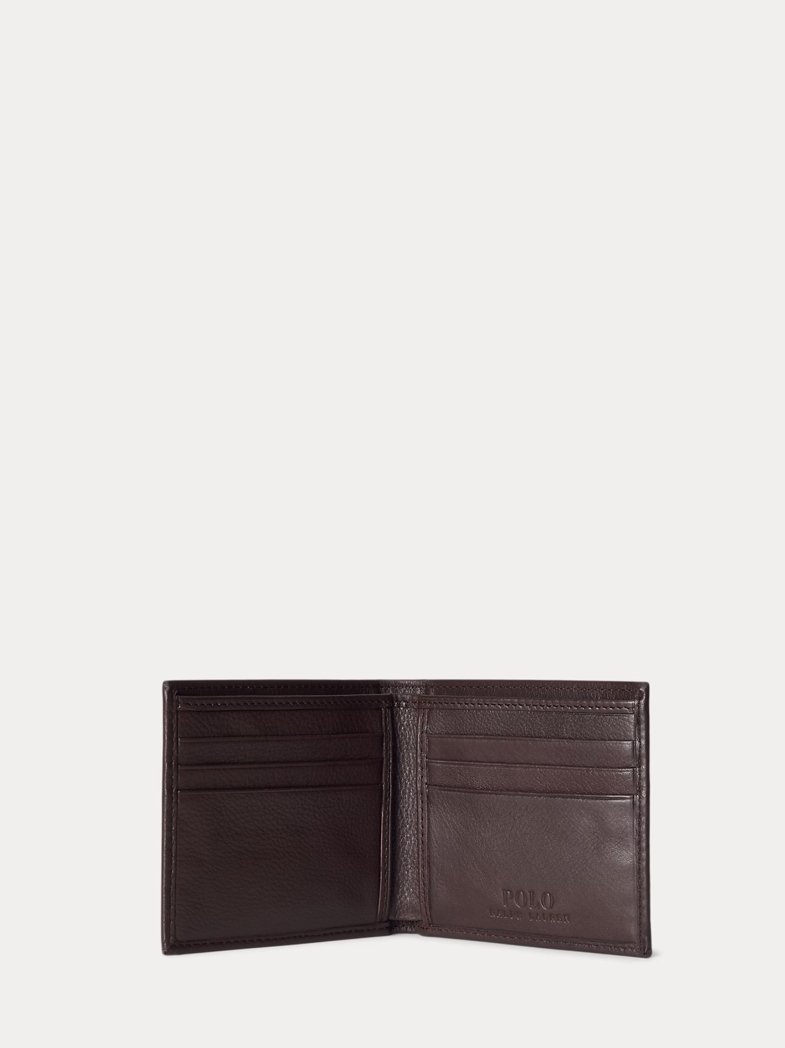 RALPH LAUREN Pebbled Leather Billfold Wallet Brown