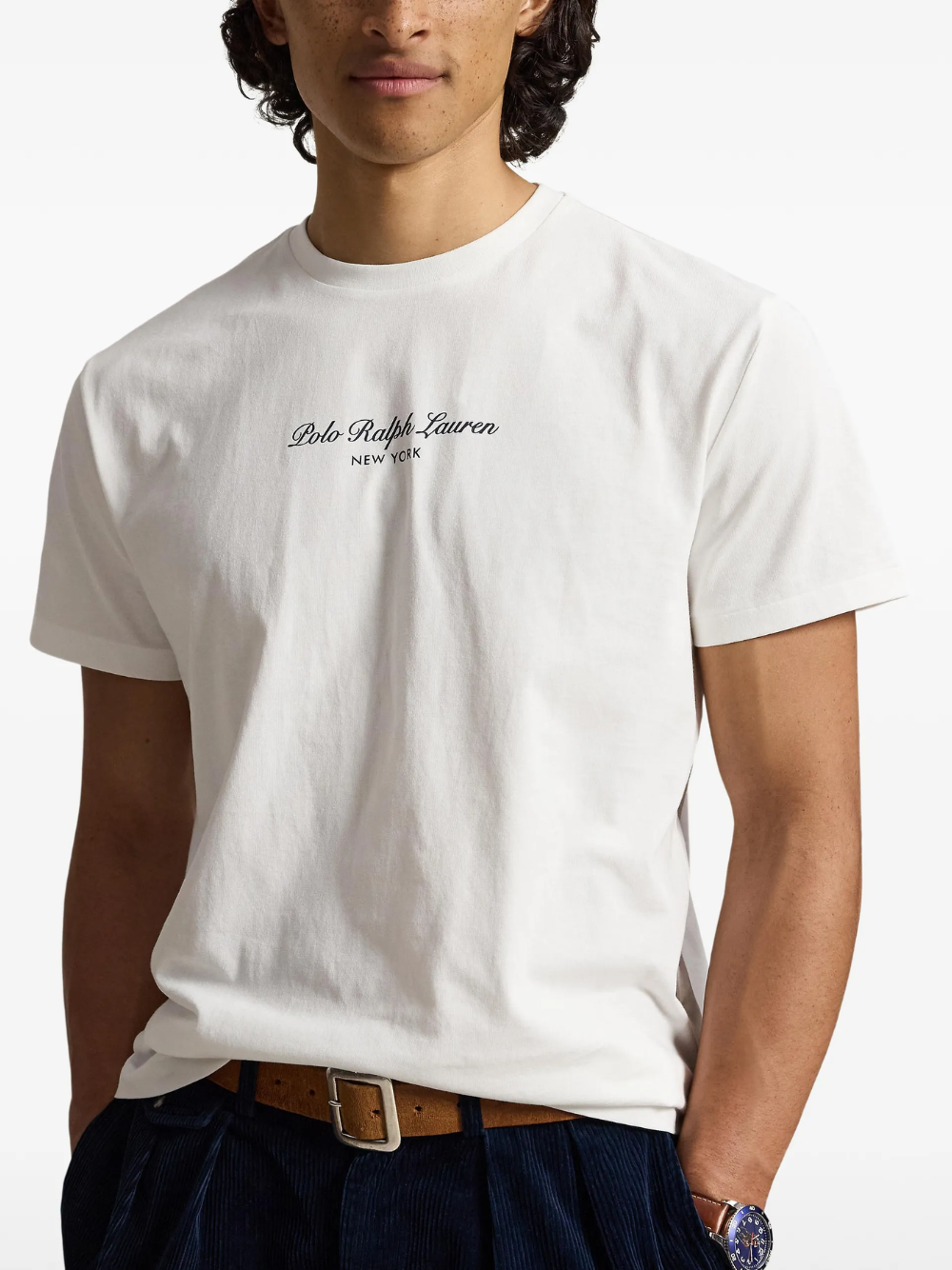 RALPH LAUREN Classic Fit Logo Knit Jersey T-Shirt White