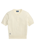 RALPH LAUREN WOMEN Mini-Cable Short-Sleeve Henley Jumper Clubhouse Cream