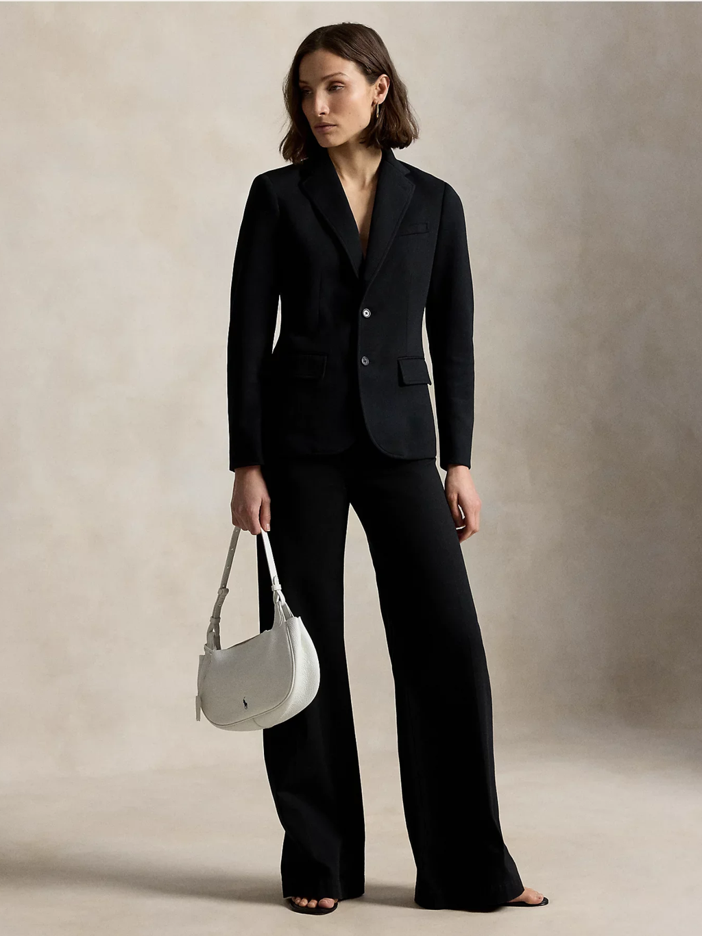 RALPH LAUREN WOMEN Single-breasted Ponte Blazer Polo Black