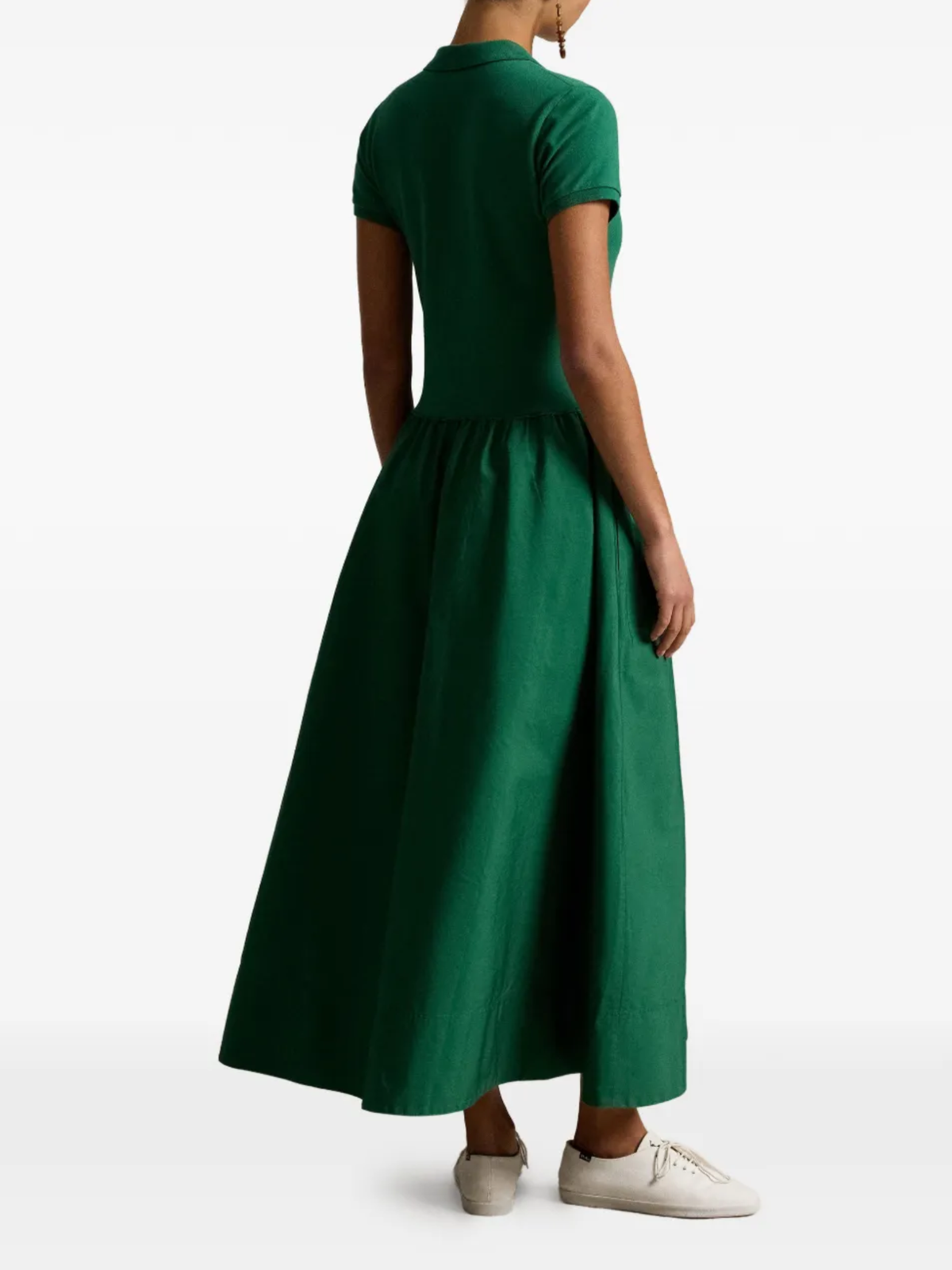 RALPH LAUREN WOMEN Hybrid Mesh Polo-bodice Dress Bush Green