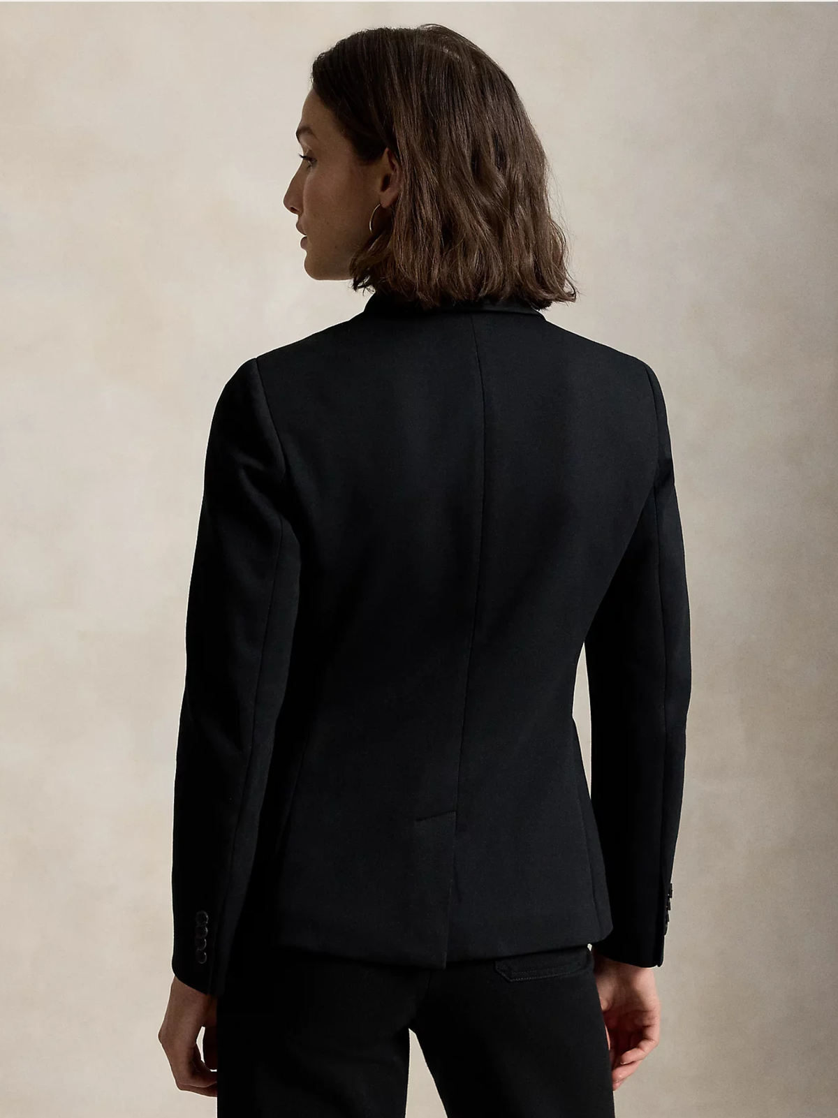 RALPH LAUREN WOMEN Single-breasted Ponte Blazer Polo Black