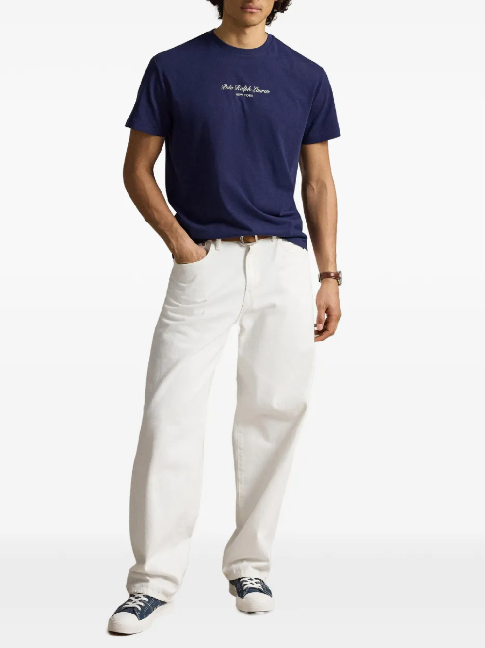 RALPH LAUREN Classic Fit Logo Knit Jersey T-Shirt Newport Navy