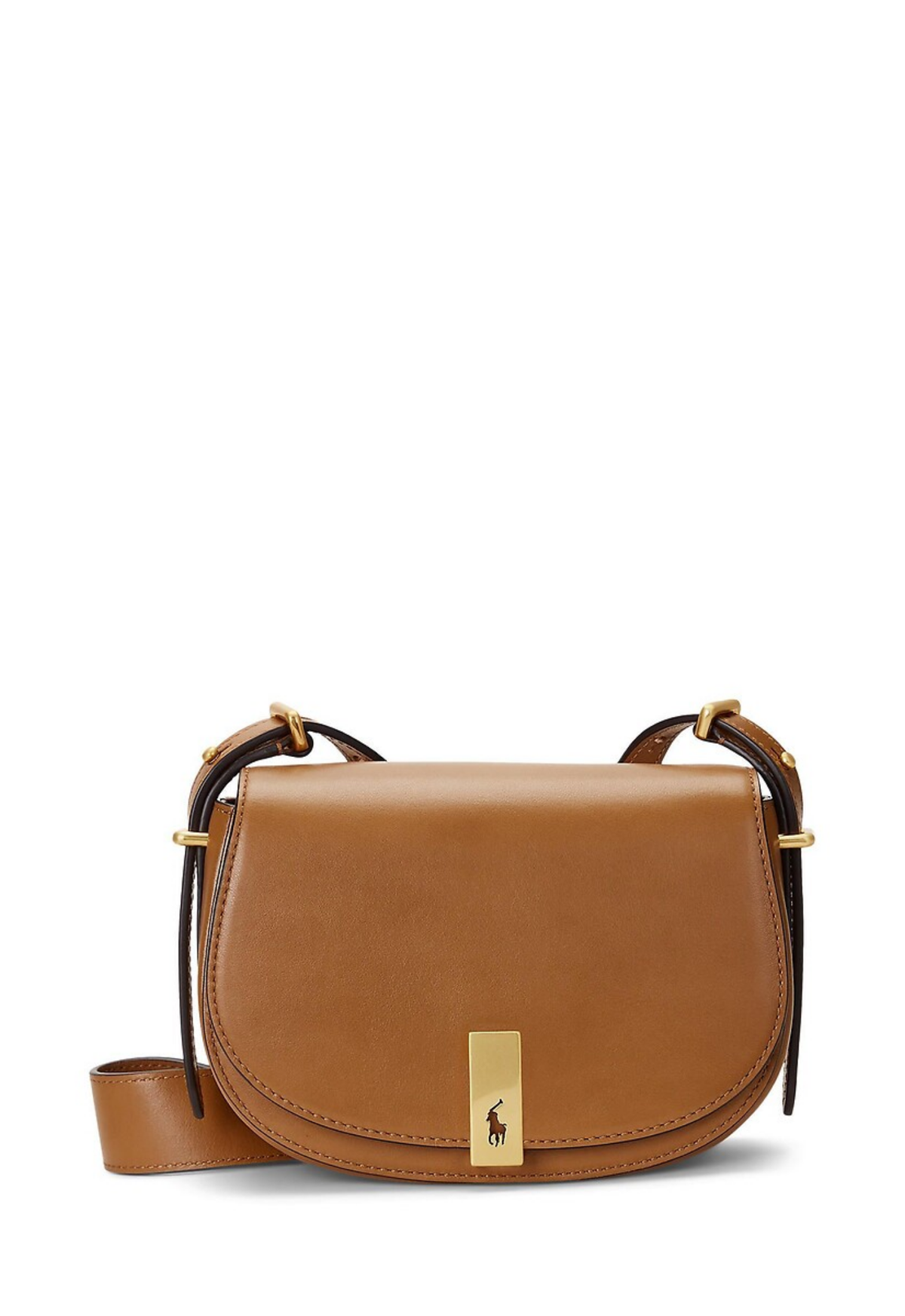 RALPH LAUREN WOMEN Polo ID Calfskin Mini Saddle Bag Tan
