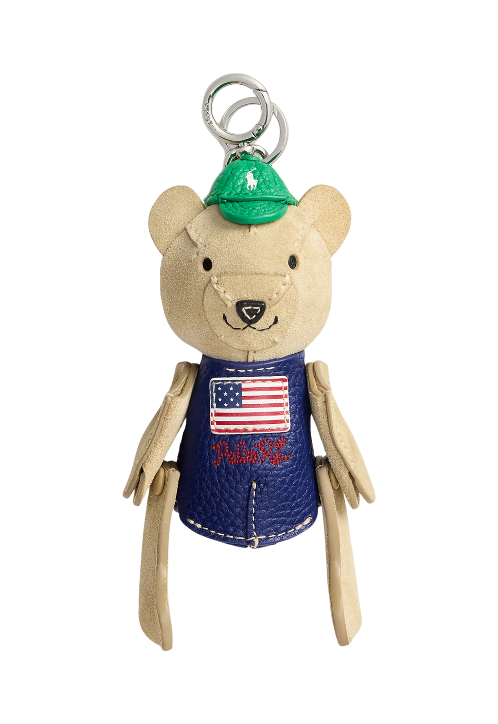 RALPH LAUREN WOMEN Flag Polo Bear Suede-Leather Bag Charm Cashew