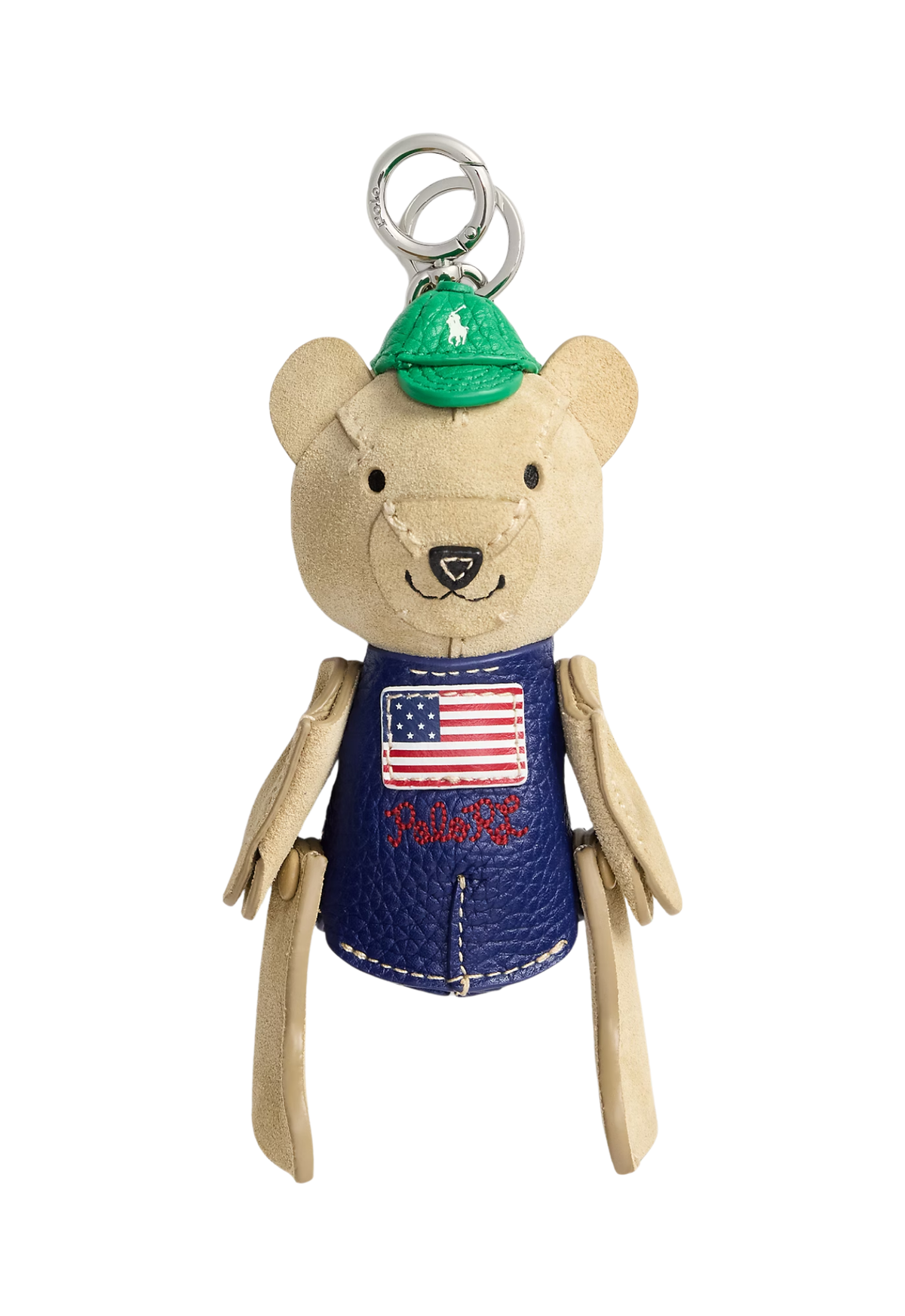 RALPH LAUREN WOMEN Flag Polo Bear Suede-Leather Bag Charm Cashew