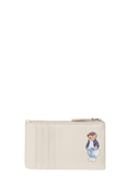 RALPH LAUREN WOMENS Polo Bear Leather Zip Card Case Cream