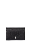 RALPH LAUREN WOMENS Polo Play Leather Snap Card Case Black