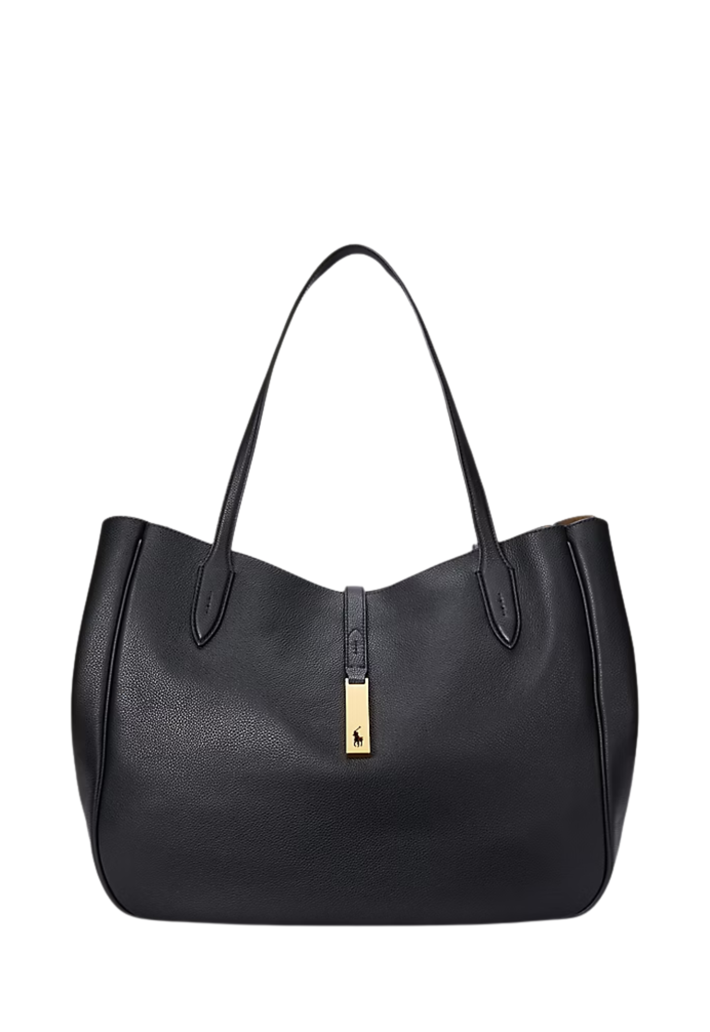 RALPH LAUREN WOMEN Polo ID Leather Large Tote Black