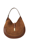 RALPH LAUREN WOMEN Large Suede Polo ID Shoulder Bag Cinnamon/Cuoio