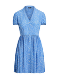 RALPH LAUREN WOMEN Floral Crepe Button-front Dress Blue