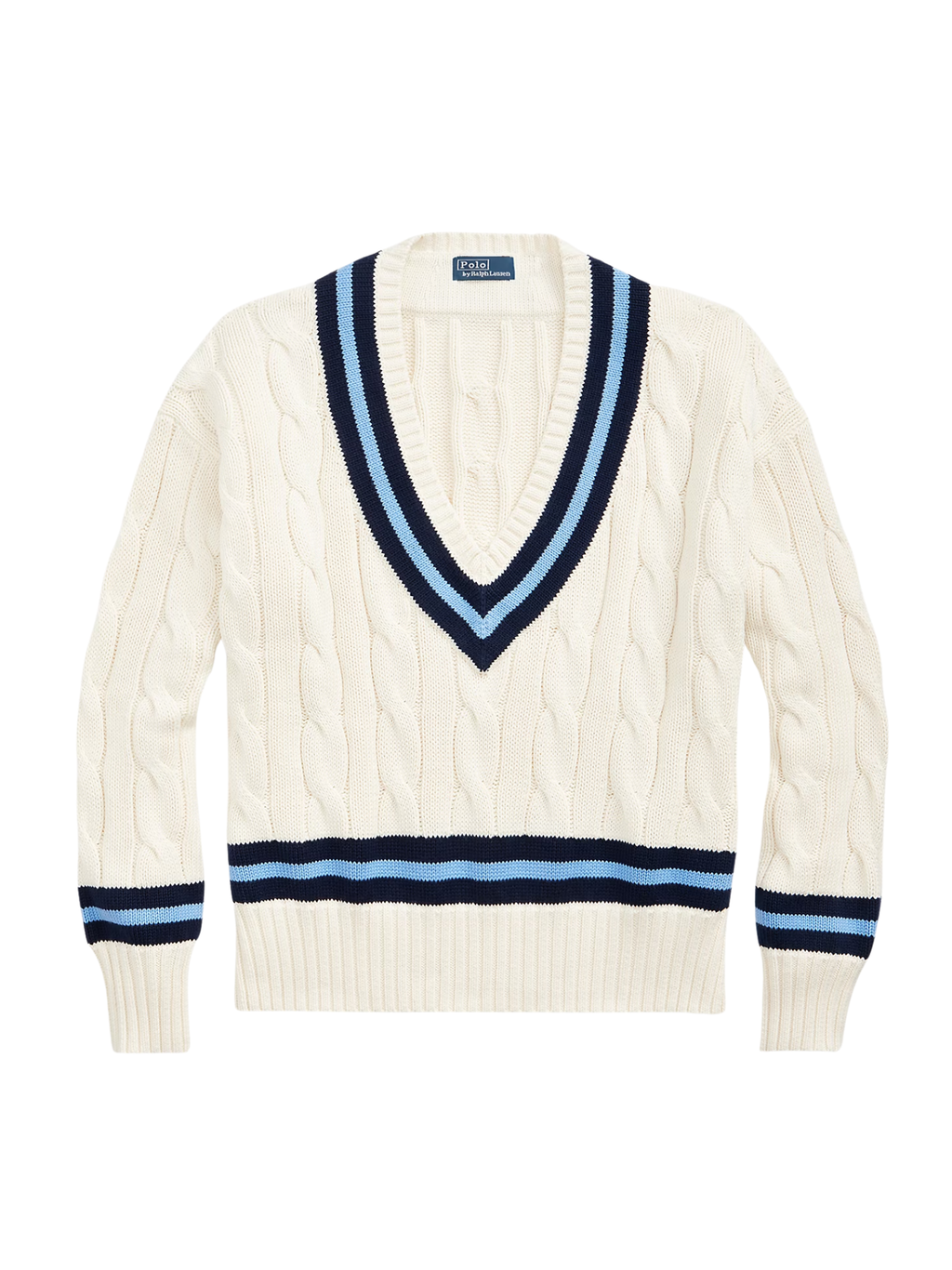 RALPH LAUREN WOMEN The Iconic Cricket Jumper Cream/Navy Stripe