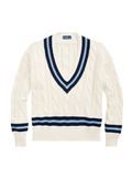 RALPH LAUREN WOMEN The Iconic Cricket Jumper Cream/Navy Stripe