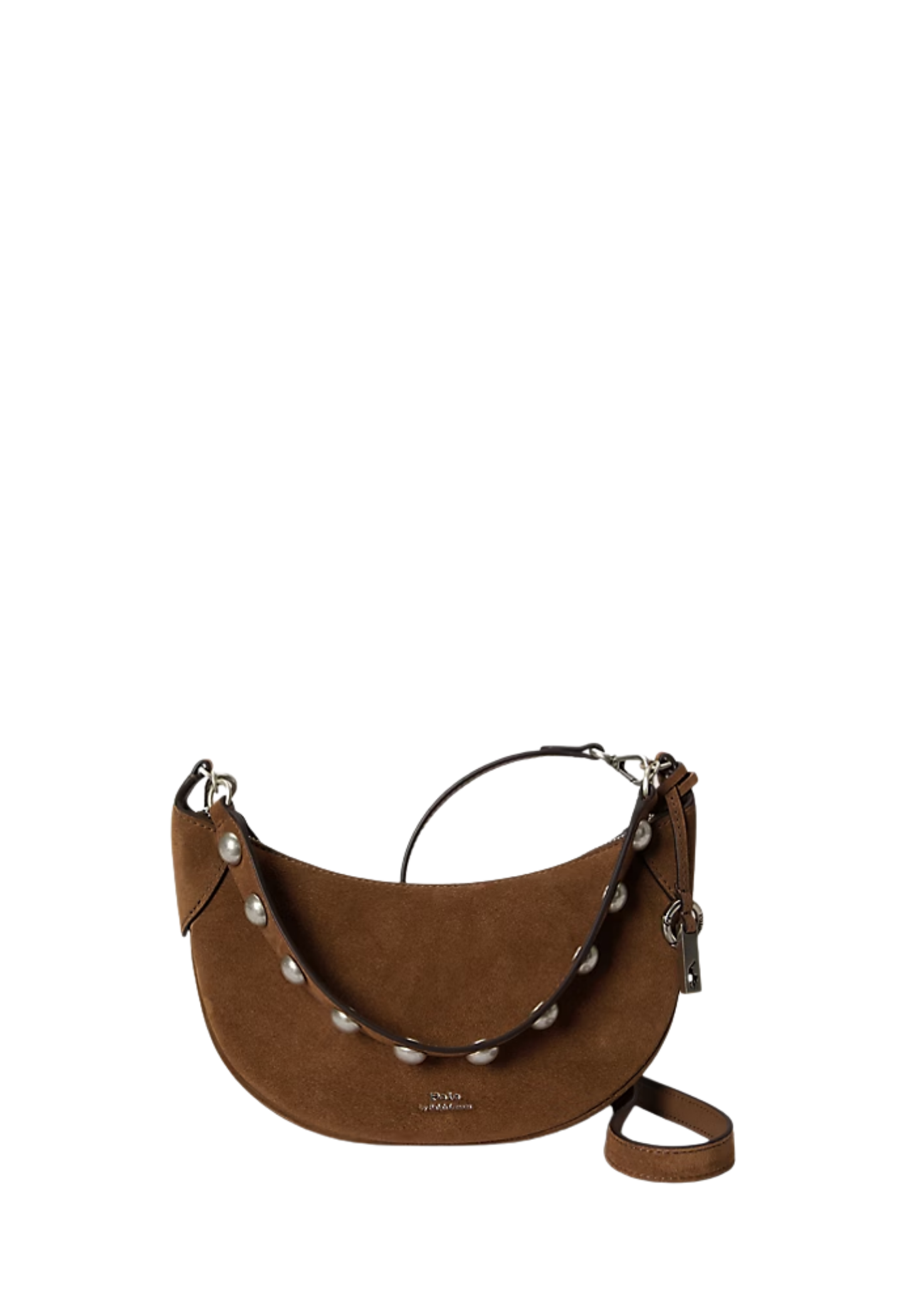RALPH LAUREN WOMEN Polo ID Suede Mini Studded Bag Cinnamon