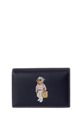 RALPH LAUREN WOMENS Polo Bear Leather Flapped Card Case Newport Navy