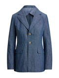 RALPH LAUREN WOMEN Single-breasted Chambray Blazer Blue