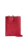 RALPH LAUREN WOMENS Polo Play Leather Pocket Crossbody Cherry