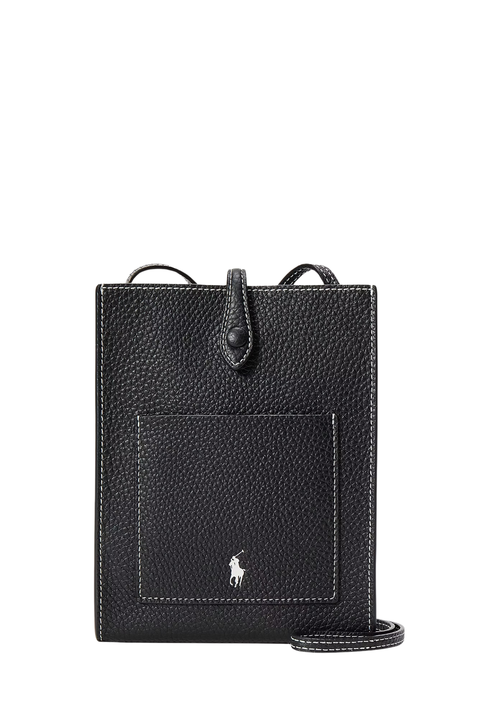 RALPH LAUREN WOMENS Polo Play Leather Pocket Crossbody Black