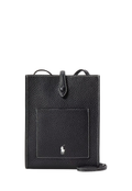 RALPH LAUREN WOMENS Polo Play Leather Pocket Crossbody Black