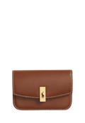 RALPH LAUREN WOMENS Polo ID Leather Fold-Over Card Case Cuoio