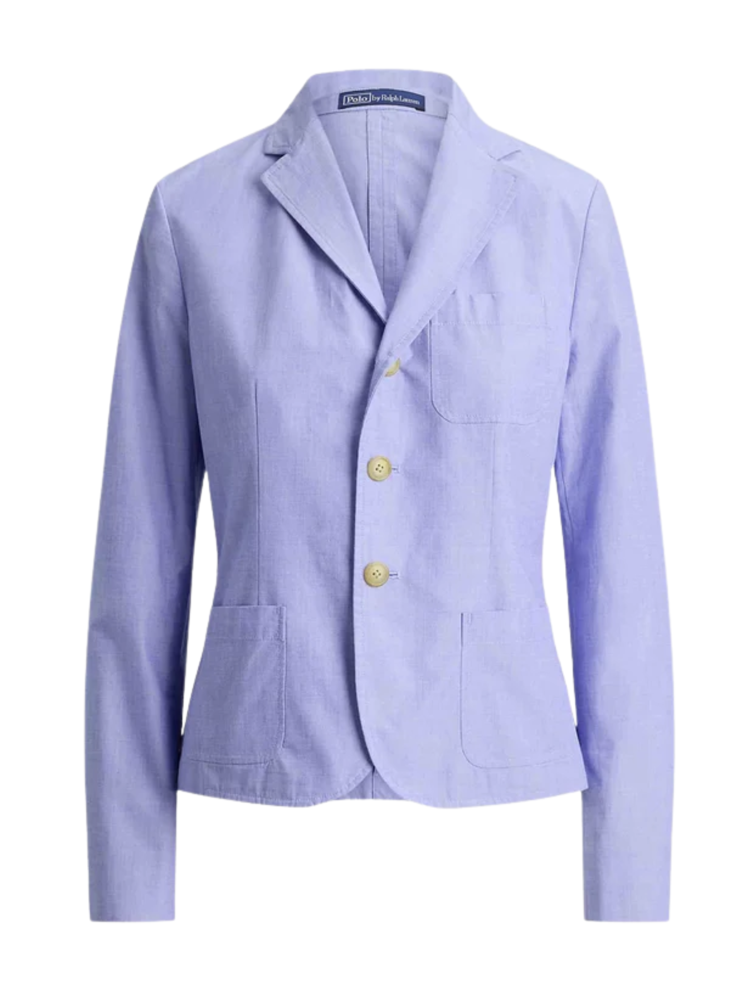 RALPH LAUREN WOMEN Single-breasted Shrunken Cotton Blazer Classic Medium Blue