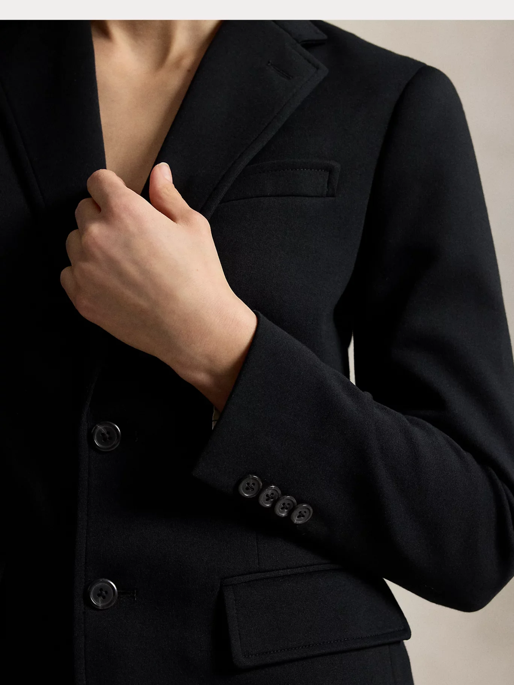 RALPH LAUREN WOMEN Single-breasted Ponte Blazer Polo Black
