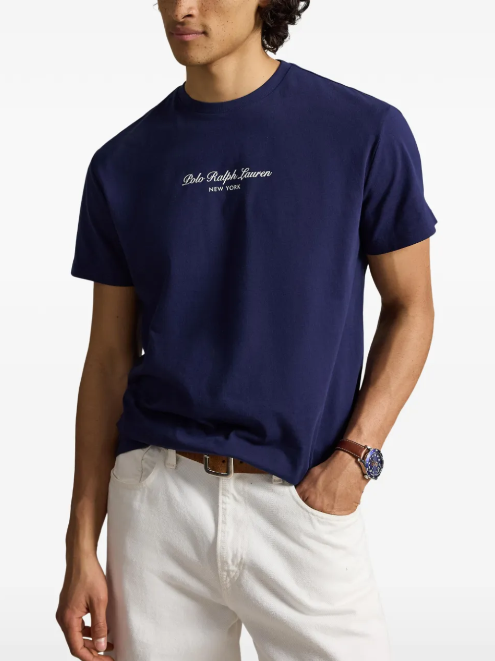 RALPH LAUREN Classic Fit Logo Knit Jersey T-Shirt Newport Navy