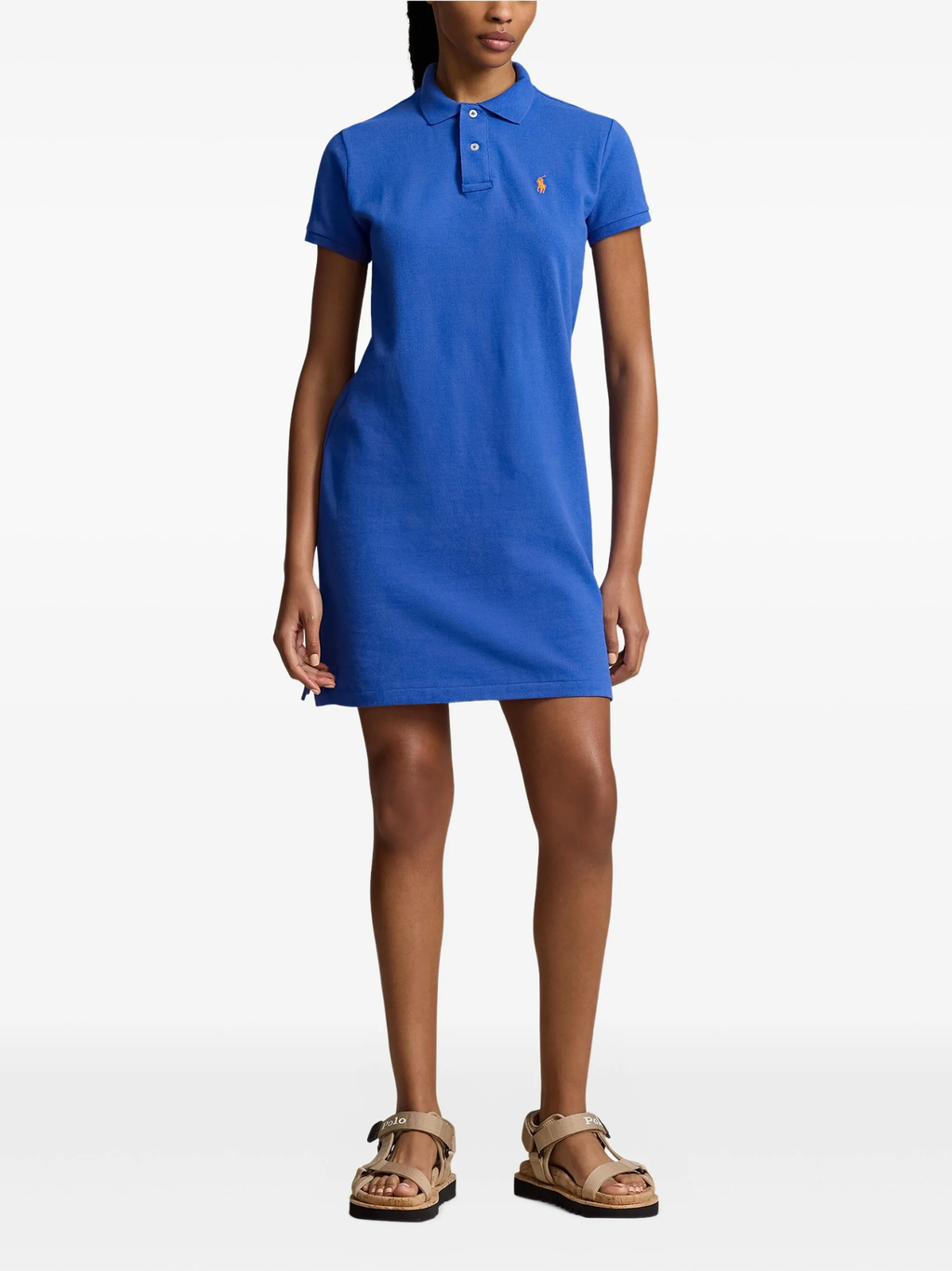 RALPH LAUREN WOMEN Cotton Mesh Polo Dress New Iris Blue
