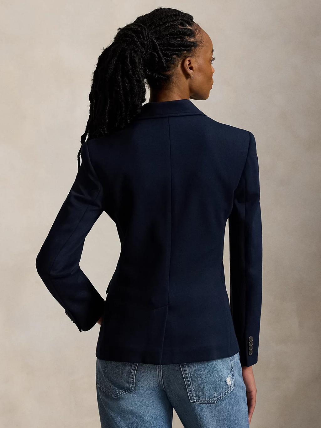 RALPH LAUREN WOMEN Single-breasted Ponte Blazer Aviator Navy