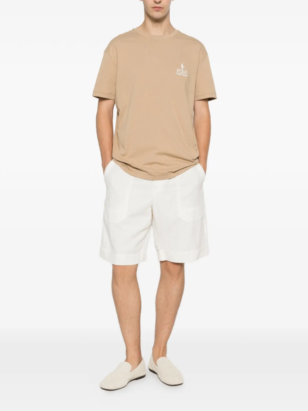RALPH LAUREN Classic Fit Logo Jersey T-Shirt Vintage Khaki