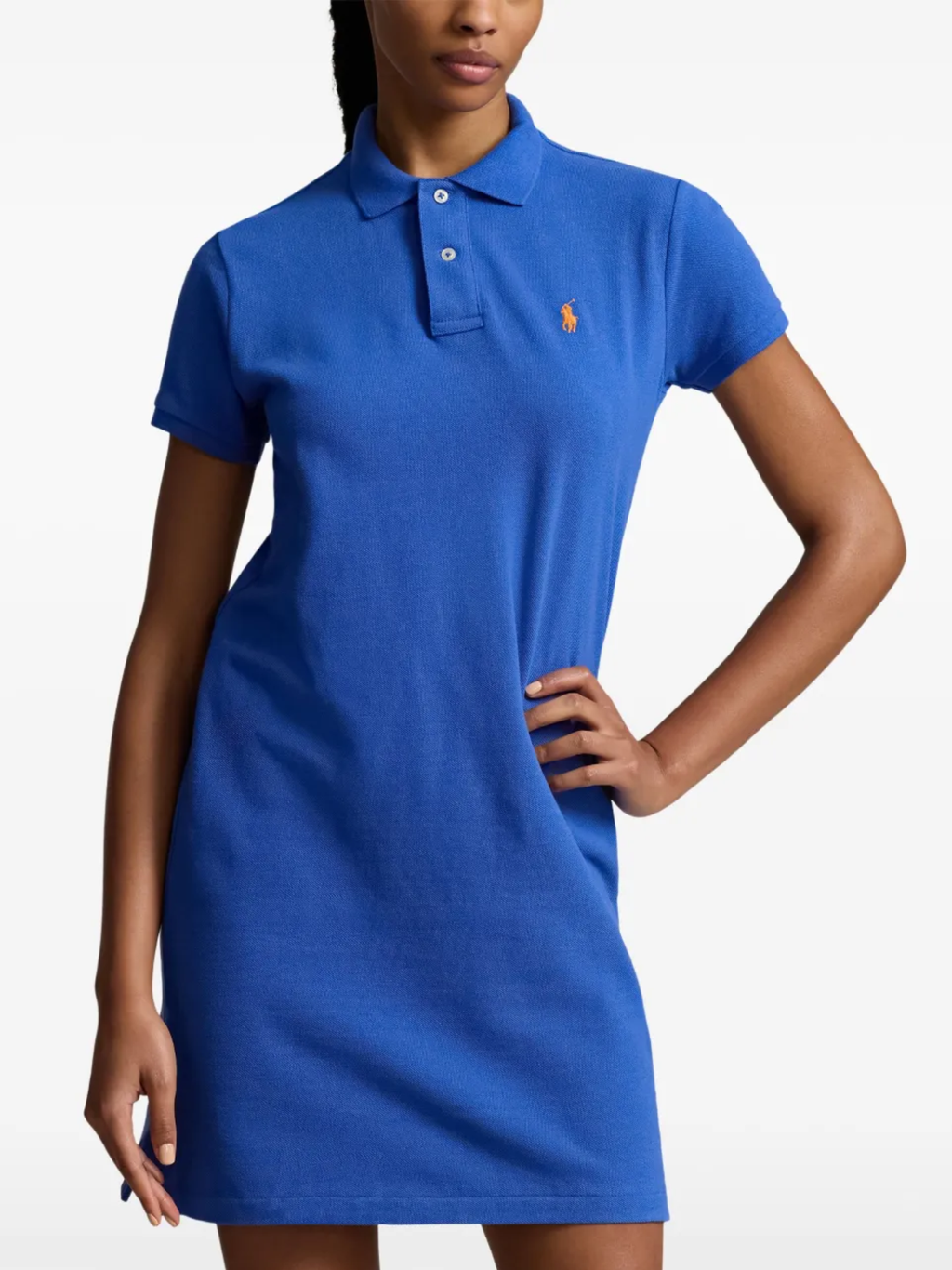 RALPH LAUREN WOMEN Cotton Mesh Polo Dress New Iris Blue