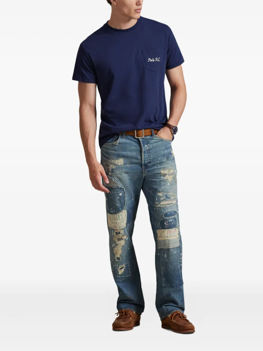 RALPH LAUREN Custom Slim Fit Polo Bear T-Shirt Newport Navy