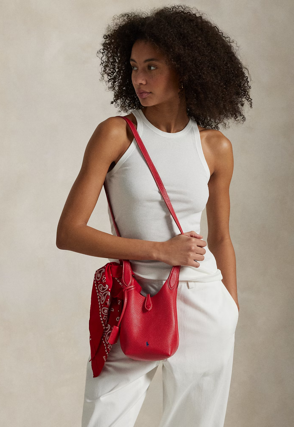 RALPH LAUREN WOMEN Polo Play Leather Small Tote & Crossbody Cherry