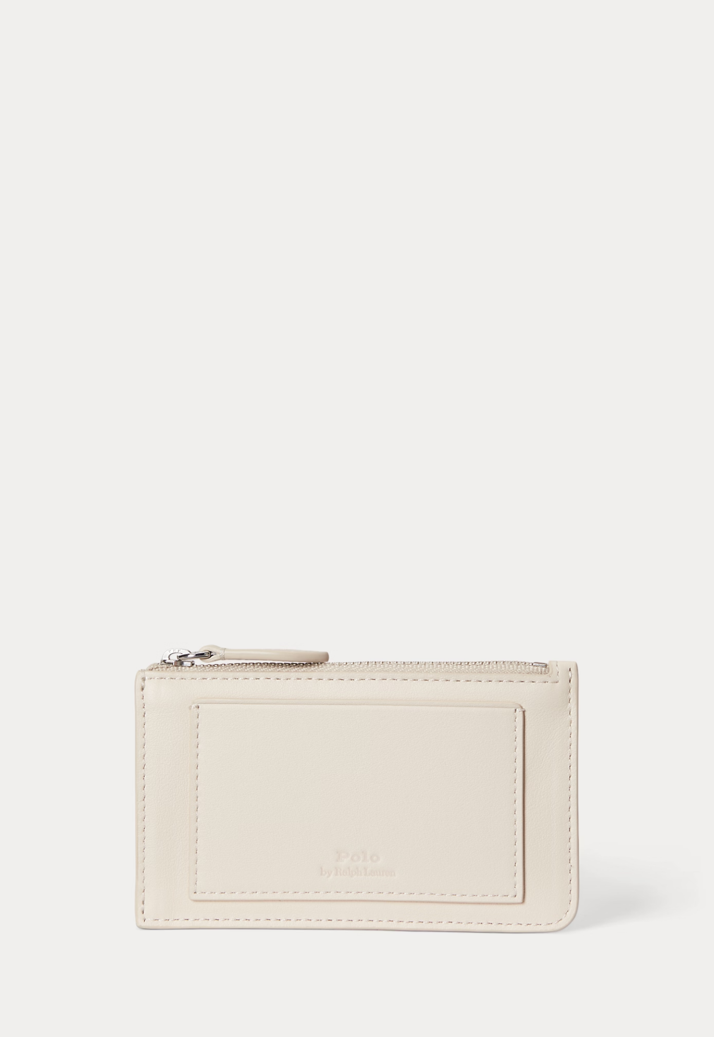 RALPH LAUREN WOMENS Polo Bear Leather Zip Card Case Cream