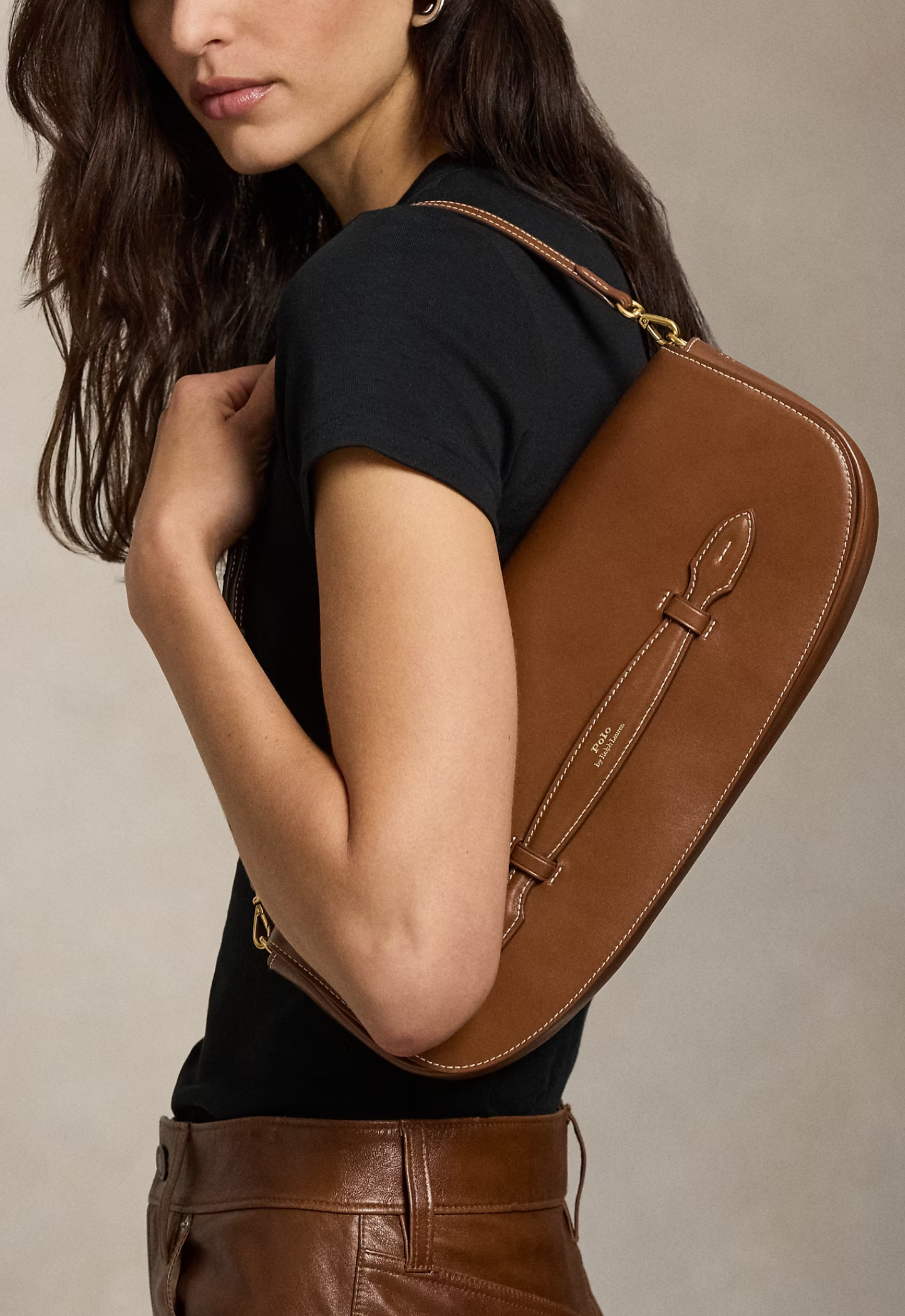 RALPH LAUREN WOMEN Bellport Leather Long-Flap Clutch Cuoio