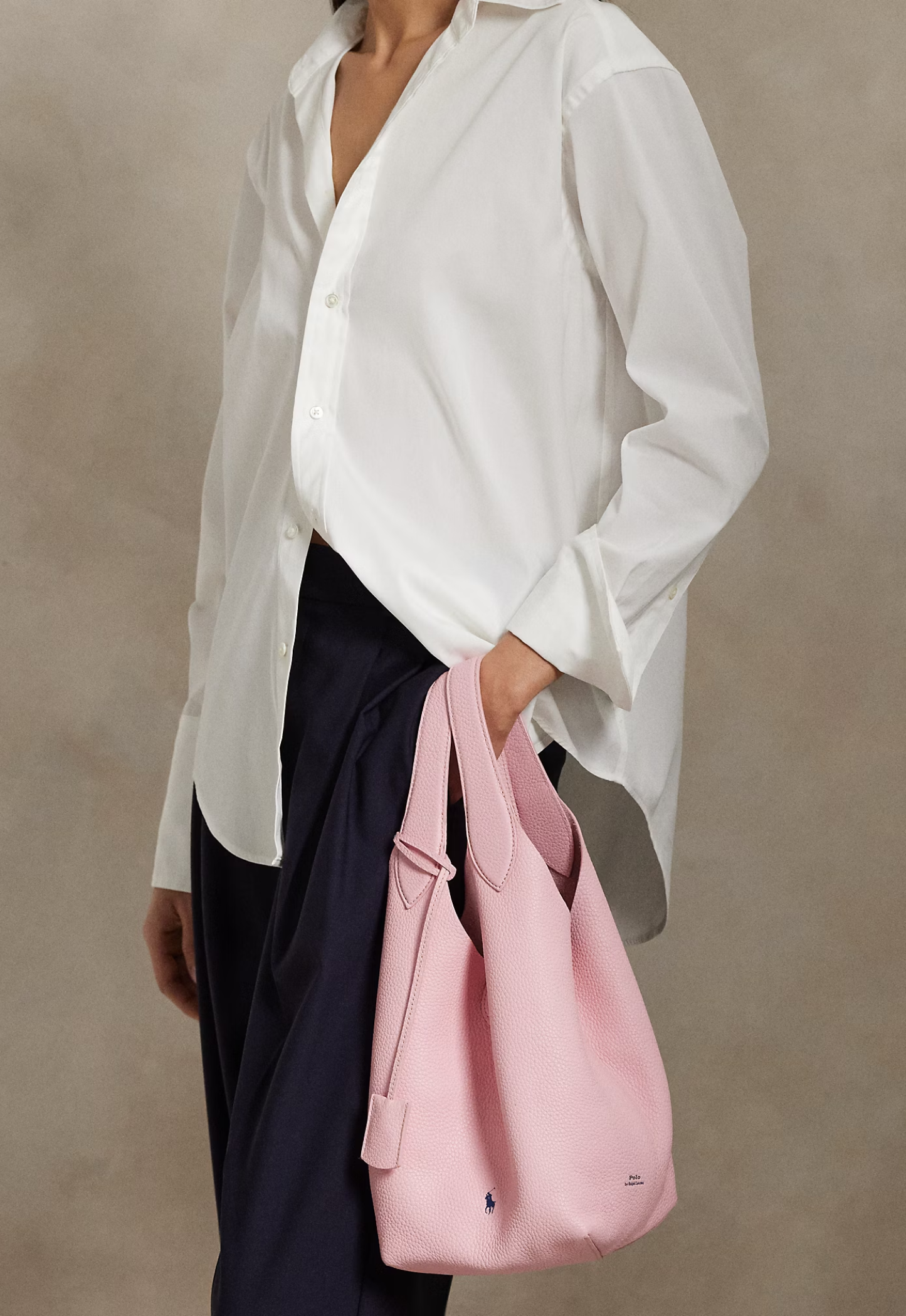 RALPH LAUREN WOMEN Polo Play Leather Tote Cotton Candy